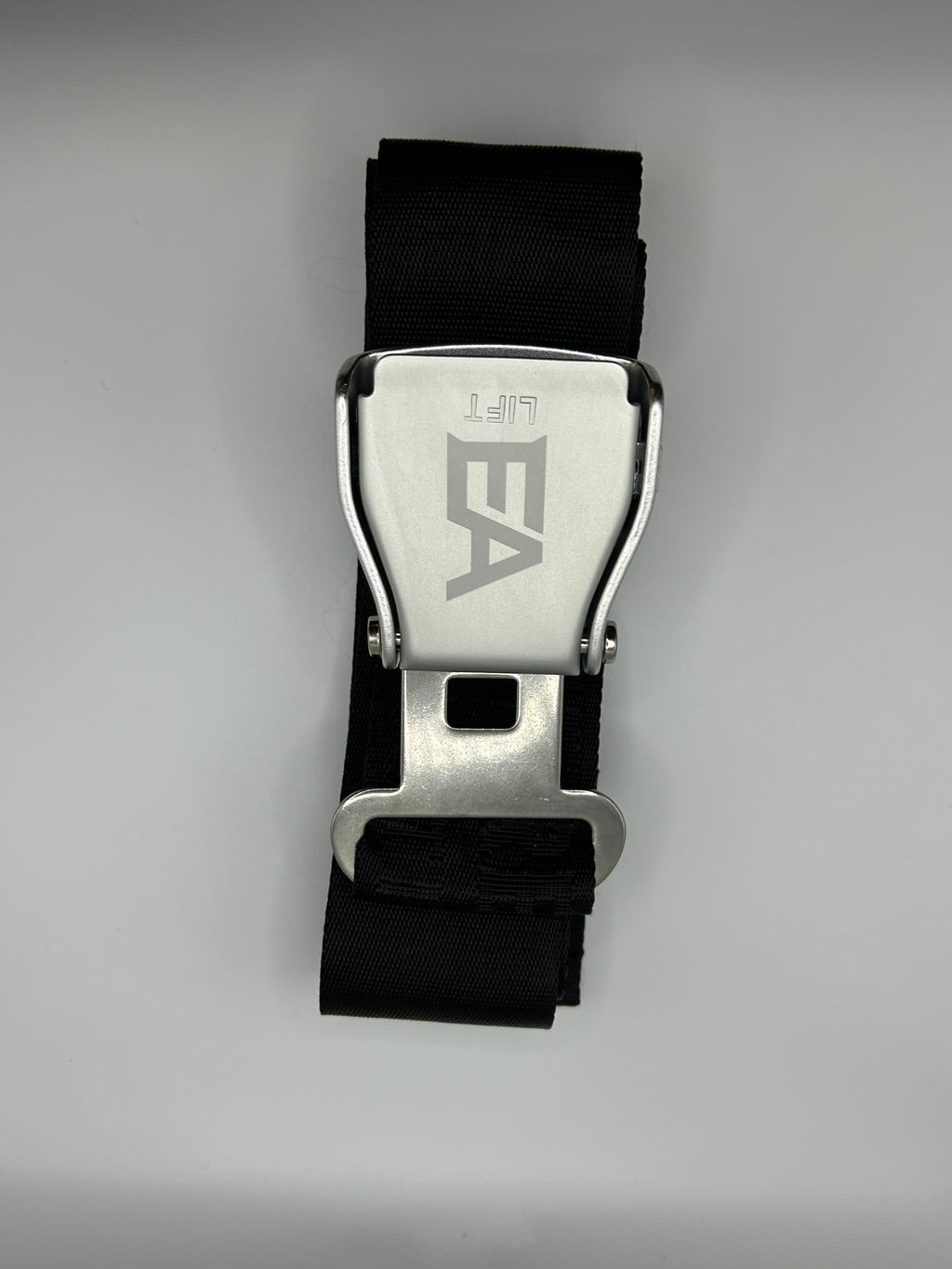 Ethereal Athletics gym seatbelt aluminum buckle detail