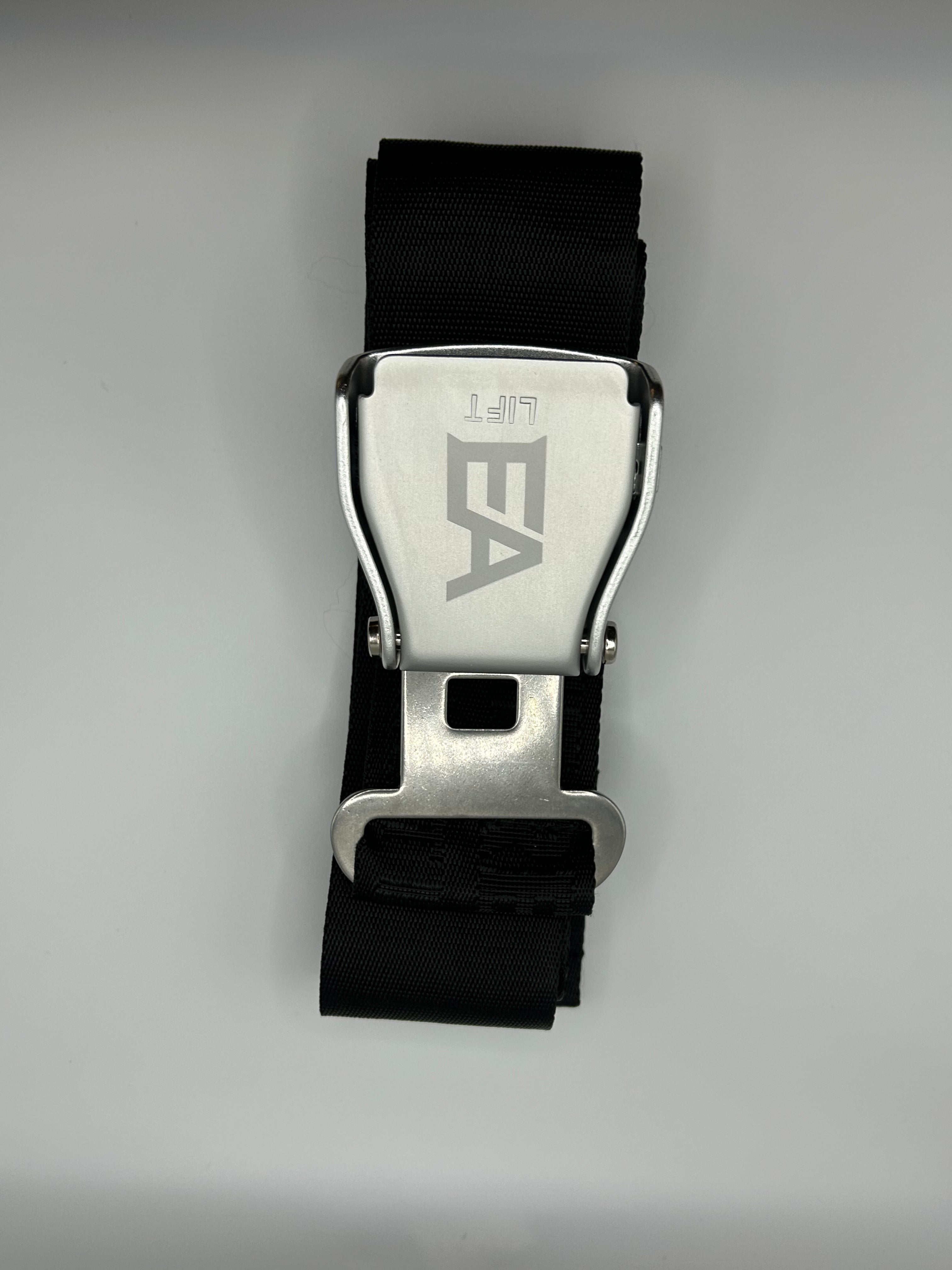 Ethereal Athletics gym seatbelt aluminum buckle detail